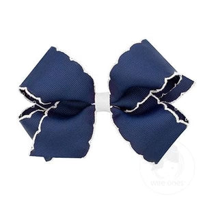 WeeOnes Medium Moonstitch Bow - Navy